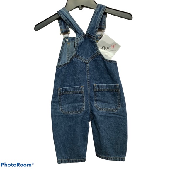 Beedz Baby Bib Overalls Denim Jean Onesie Snap Adjustable Straps Unisex 12 Mo - Picture 2 of 11